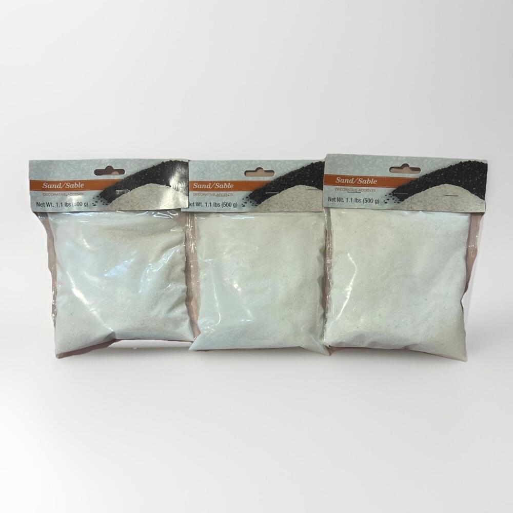 Lot Of 3 Decorative White Sand Accents Bags Craft Wedding Sand Bulk 1.1 Lbs Each